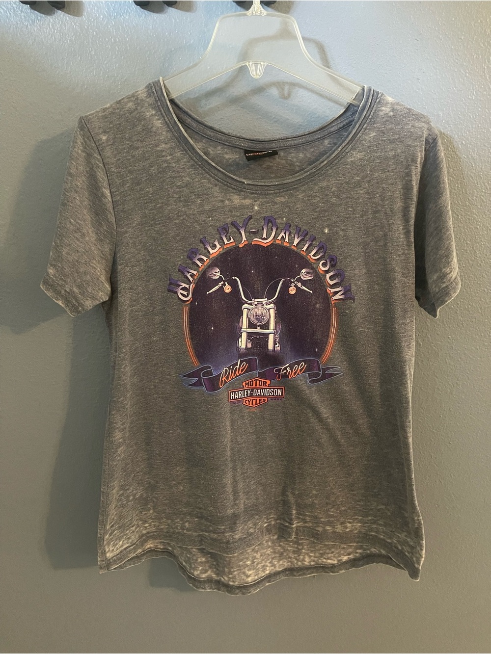 Harley-Davidson Gray Short Sleeve Tee with Motorcycle Graphic